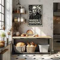 Warren G. Harding 29th President of the United States B & W Comic Sketch Poster