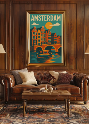 Amsterdam's Charm Captured in Vintage Travel Poster