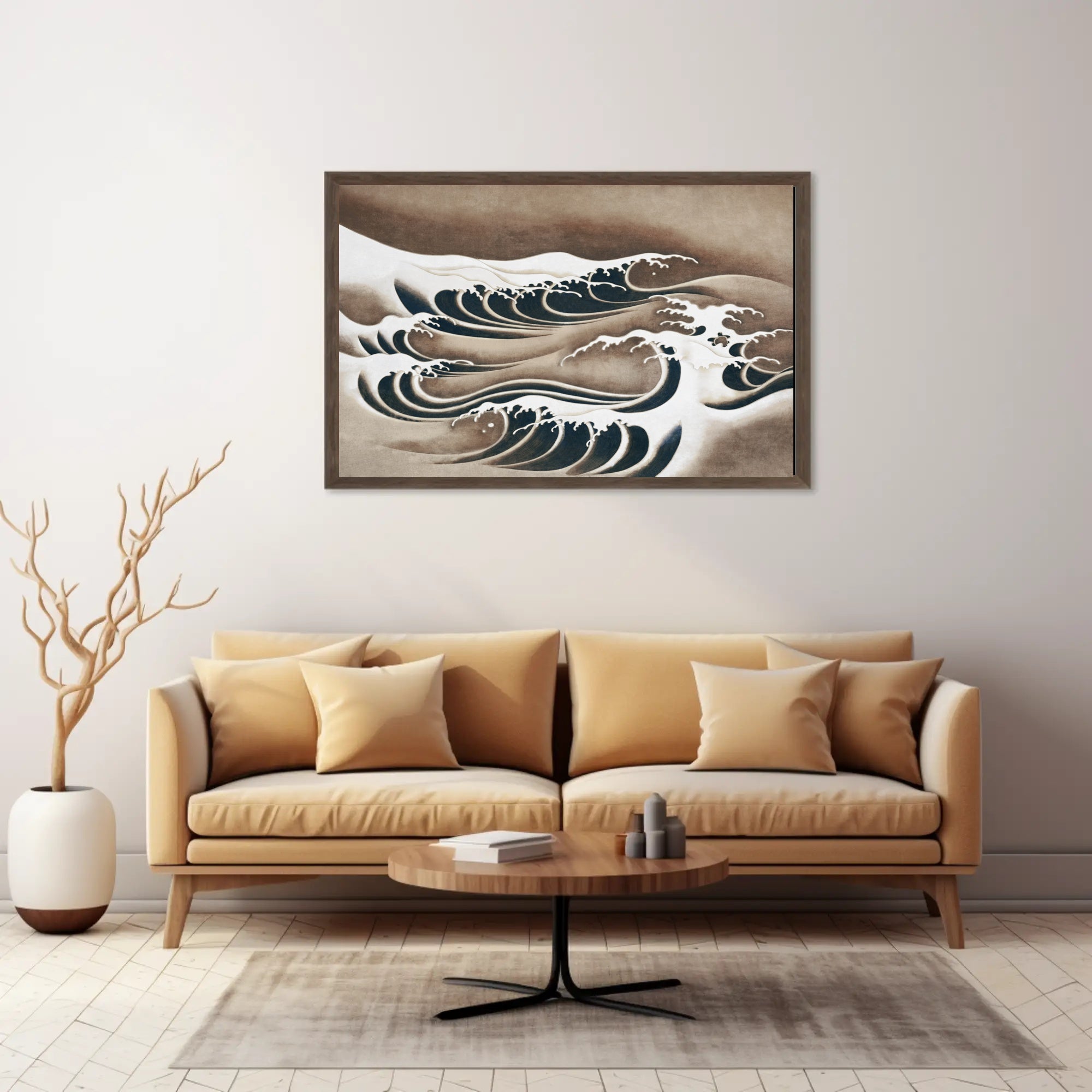 Japanese Ocean Waves Vintage Art Poster - Abstract or Artistic Poster