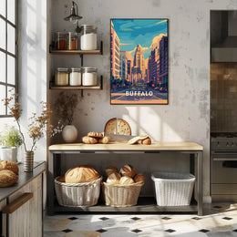 Buffalo Art Deco Urban Cityscape Poster Modern Wall Art
