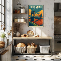 Cincinnati Cityscape Minimalist Wanderlust Poster