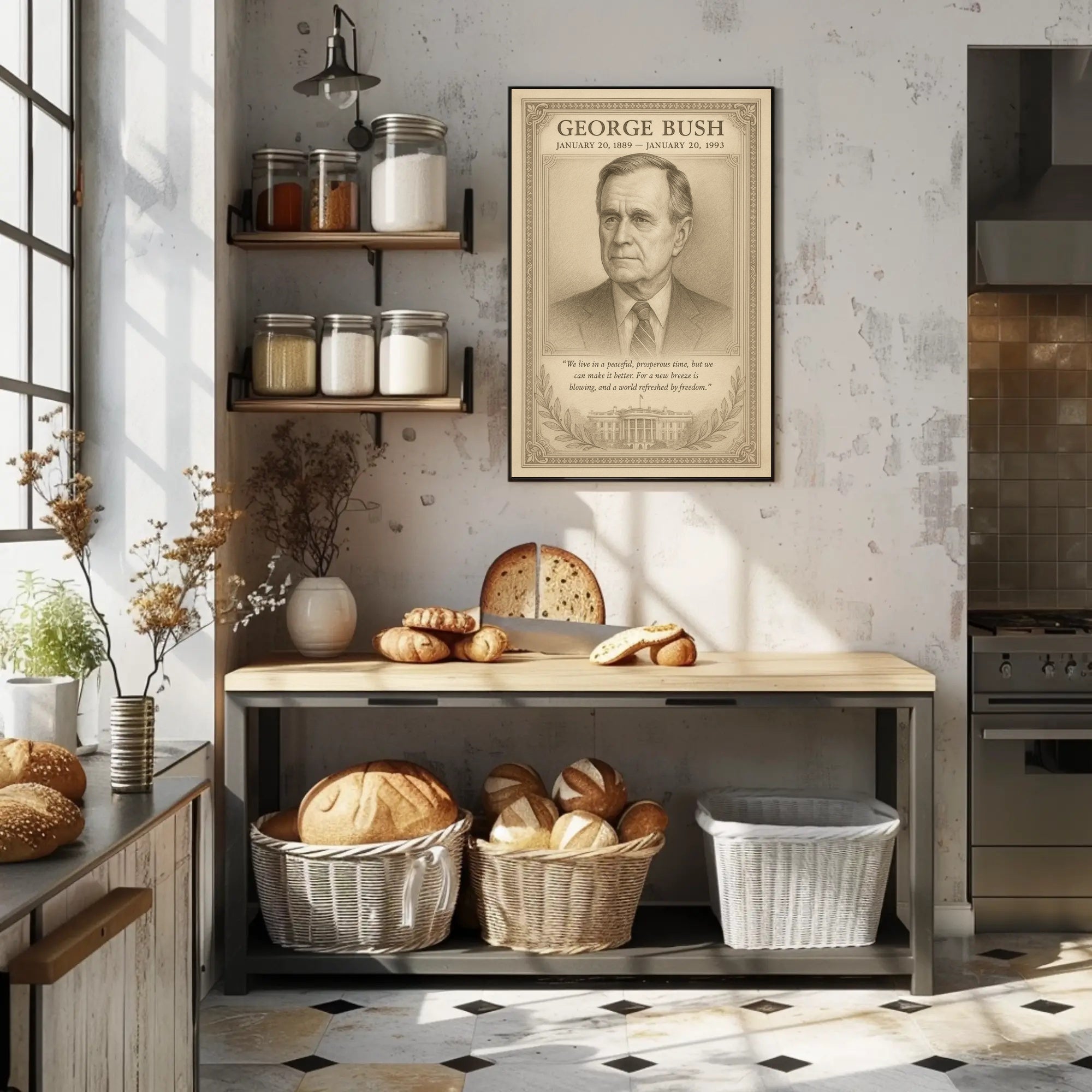 George Bush Presidential Tribute Sketch Poster PosterGoat