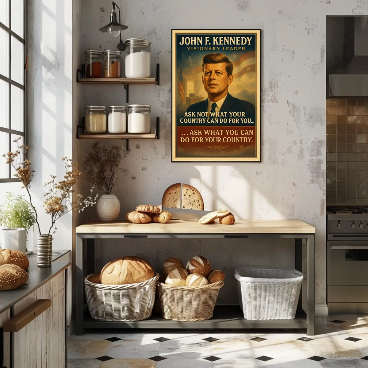 John F. Kennedy Inspirational Patriotic Poster Print