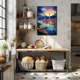 Cityscape At Dusk Poster