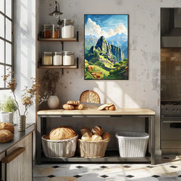 Machu Picchu Geometric Art: Adventurous Travel Poster