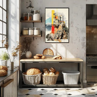 Modern Architecture on Cliff Artistic Abstract Poster