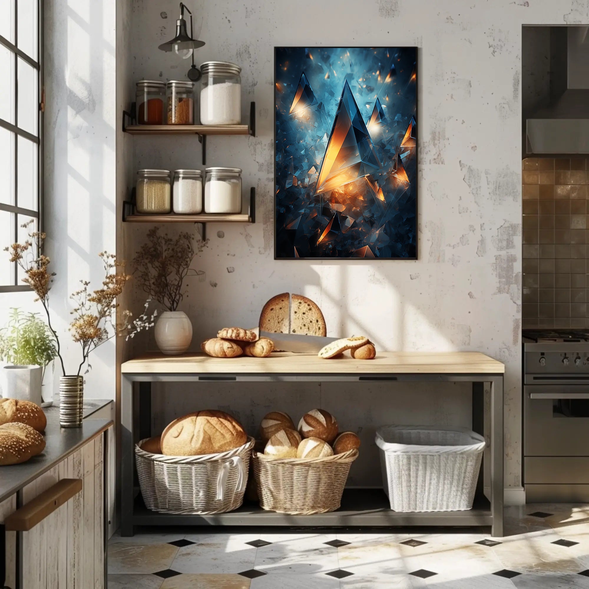 Shattered Light Abstract Geometric Art Poster