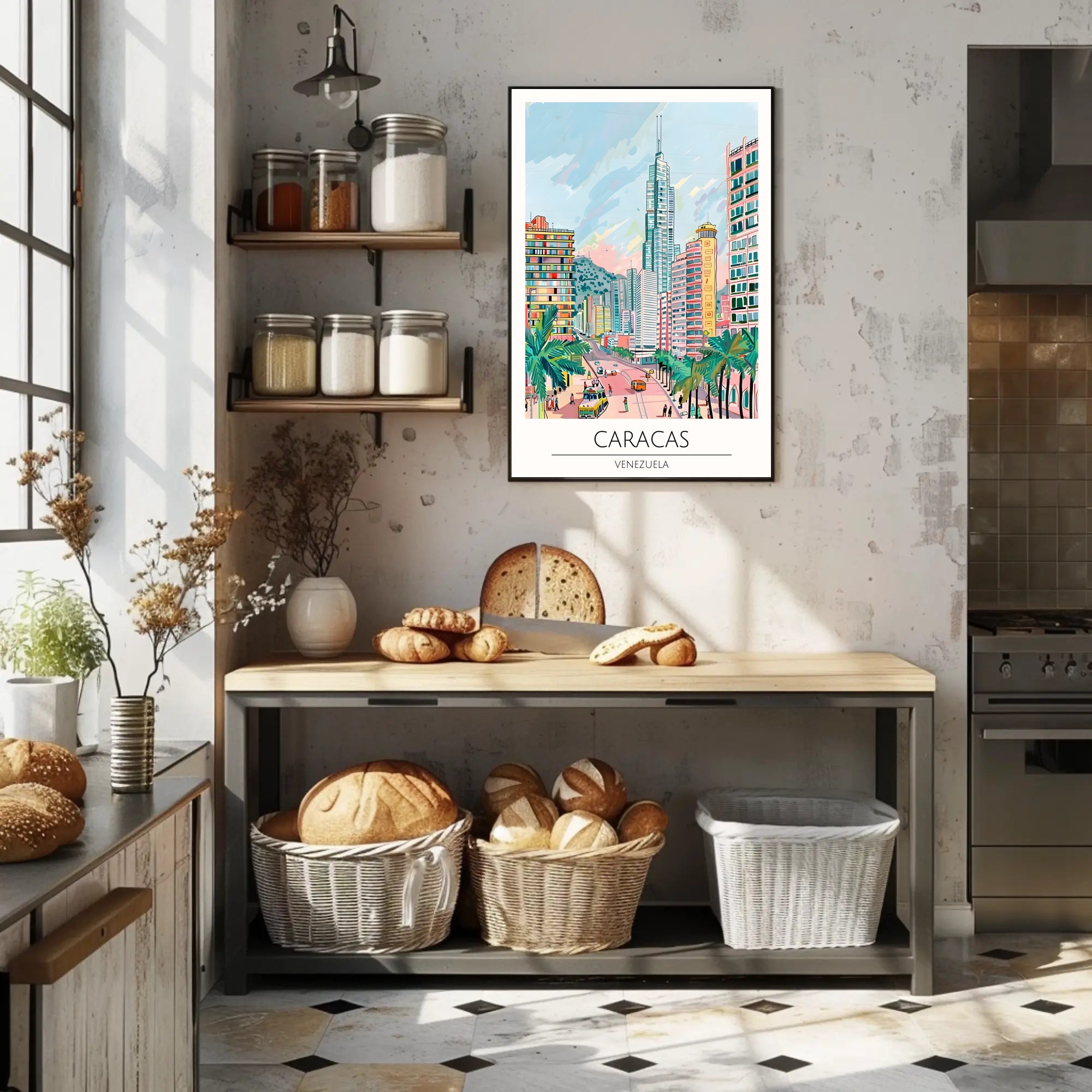 Colorful Cityscape of Caracas Poster PosterGoat
