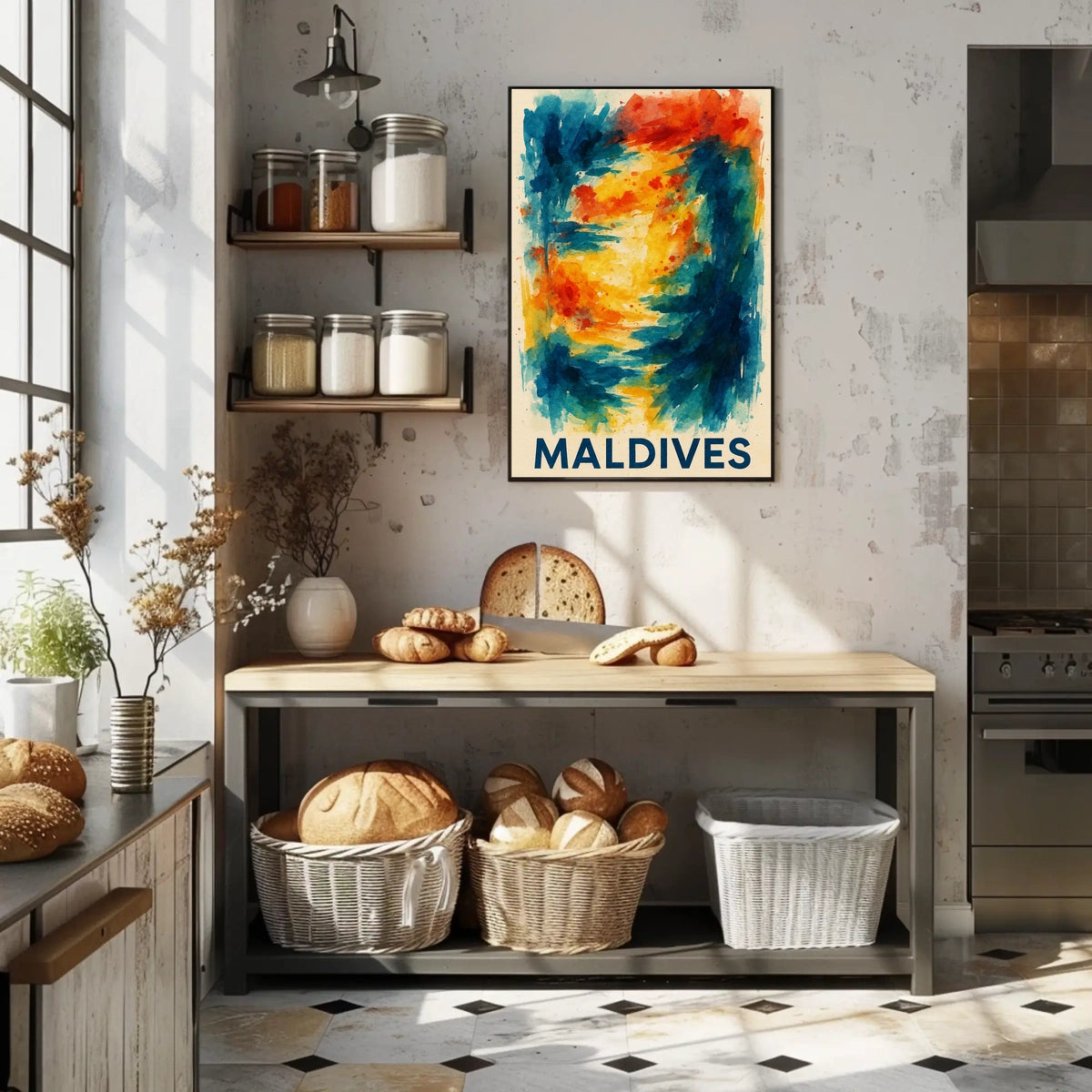 Maldives Color Splash Tropical Escape Beach Dreamscape Coastal Art Gallery Poster