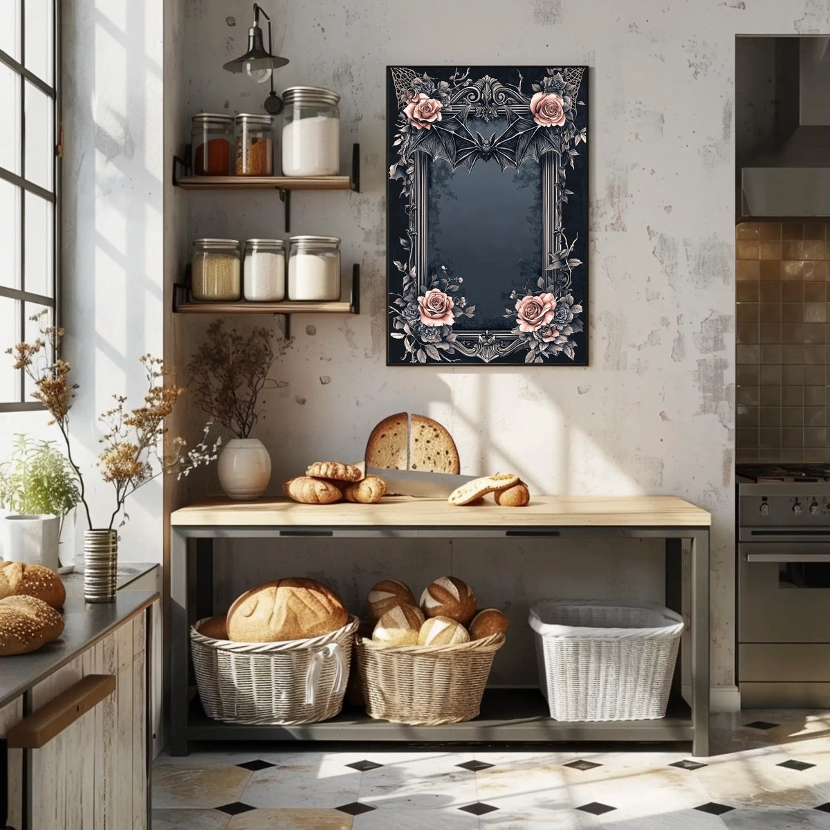 Gothic Romance Bat and Roses Poster