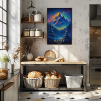 Majestic Banff Winter Night Fantasy Art Poster