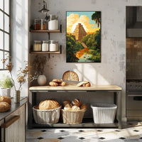 Mayan Pyramid in Lush Jungle Art Poster