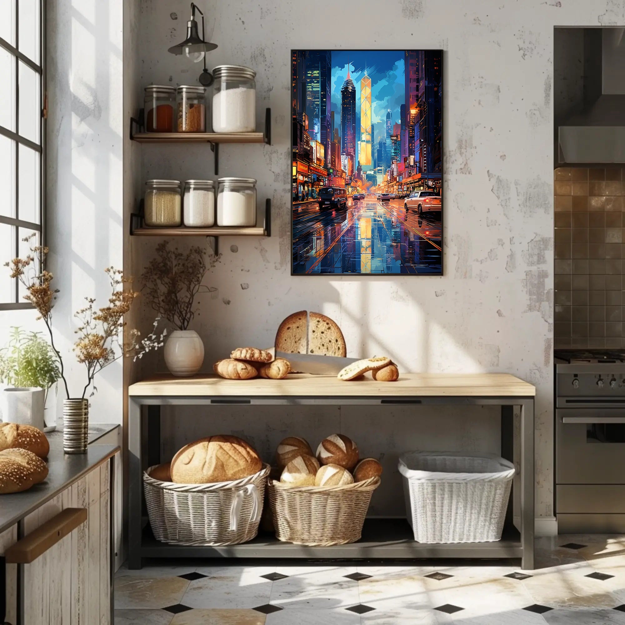 Neon Cityscape Poster