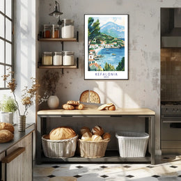 Kefalonia Coastal Tranquility Travel Poster PosterGoat
