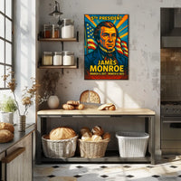 James Monroe 5th President of the United States Colorful Comic Book Style Poster