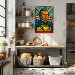 James Monroe 5th President of the United States Colorful Comic Book Style Poster