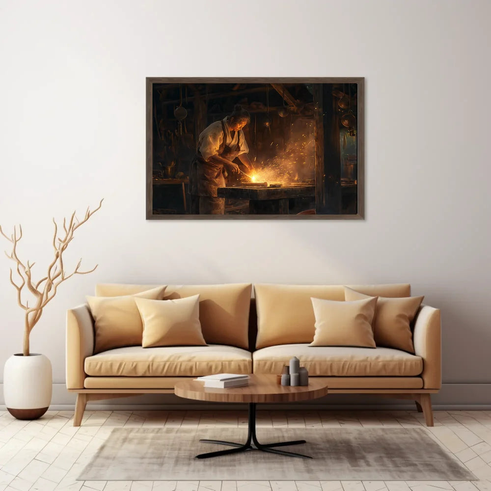 Blacksmith Craftsmanship in Historical Forge Art Poster