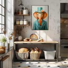Dapper Elephant Whimsical Poster Art Print
