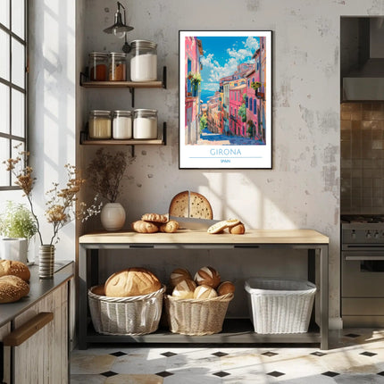 Colorful Streets of Girona Poster