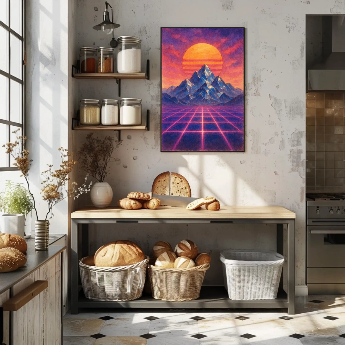 Retro-Futuristic Synthwave Landscape Poster