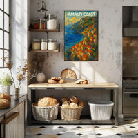 Amalfi Coast Poster Art Print for Coastal Home Decor