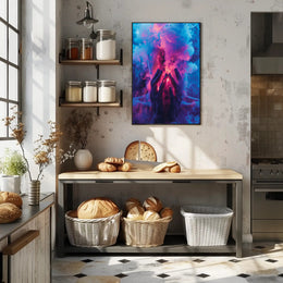 Mystical Hands in Neon Smoke Poster PosterGoat