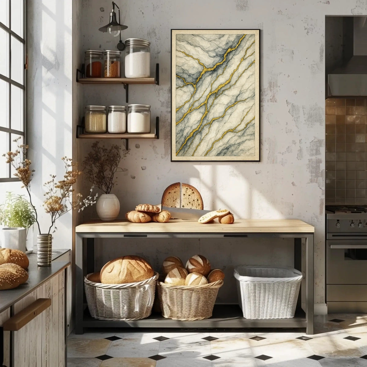 Elegant Marbled Kintsugi Design: Abstract or Artistic Poster