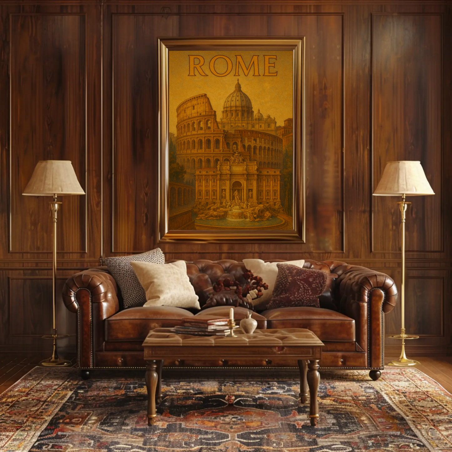 Rome Vatican Trevi Colosseum Travel Poster