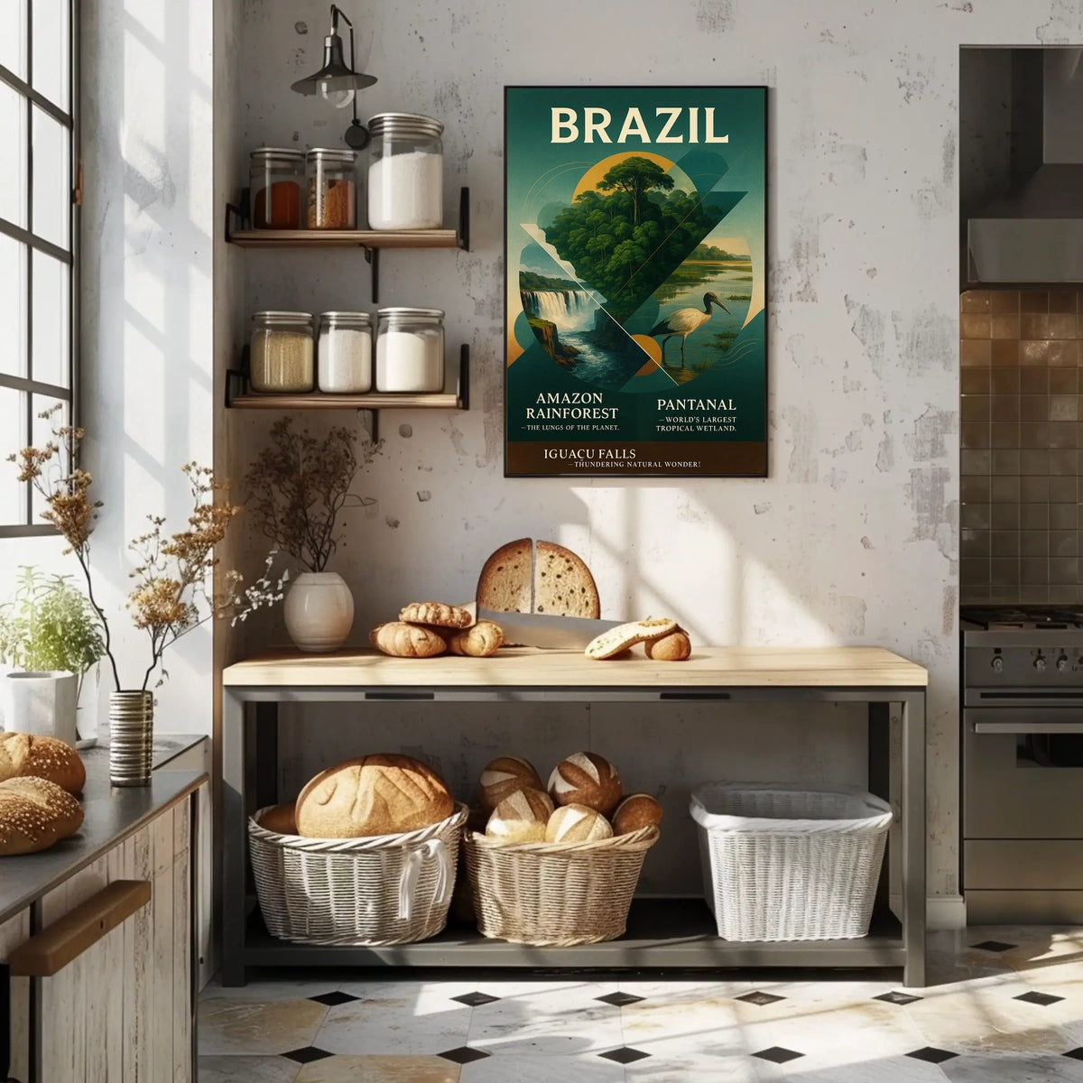 Brazil's Iconic Landscapes Vintage Art Poster