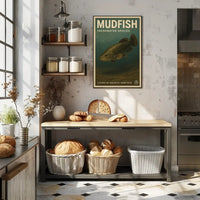 Mudfish Freshwater Illustration Vintage Educational Animal Poster PosterGoat