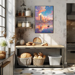 Modern Cityscape Sunset Poster: Hong Kong Skyline Art