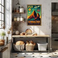 Fly Gibraltar Adventure in Vintage Travel Poster PosterGoat