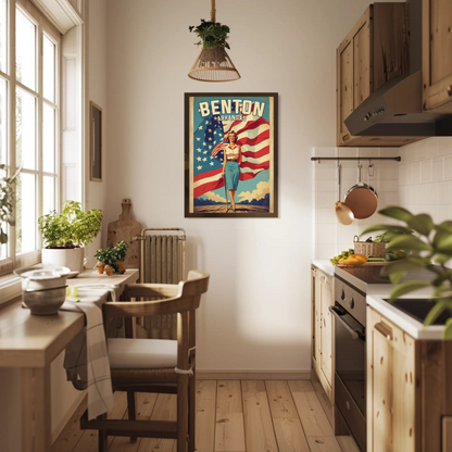 Benton Arkansas Pinup Patriot Vintage Travel Poster