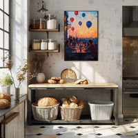 rooftop barbecue at sunset Poster