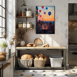 rooftop barbecue at sunset Poster