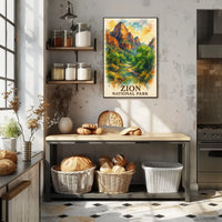 Zion National Park Watercolor Landscape Art Poster