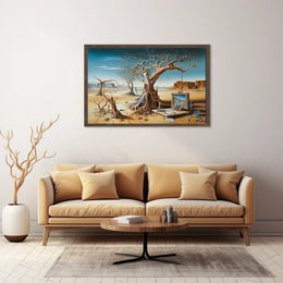 Surreal Desert Artwork with Abstract Tree: Artistic Poster