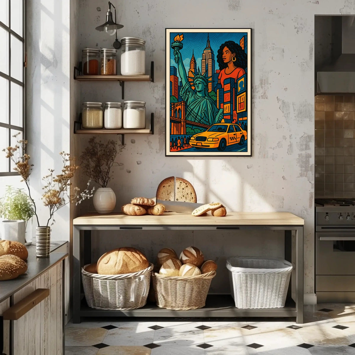 New York City Vibrant Cityscape Poster Abstract Wall Art