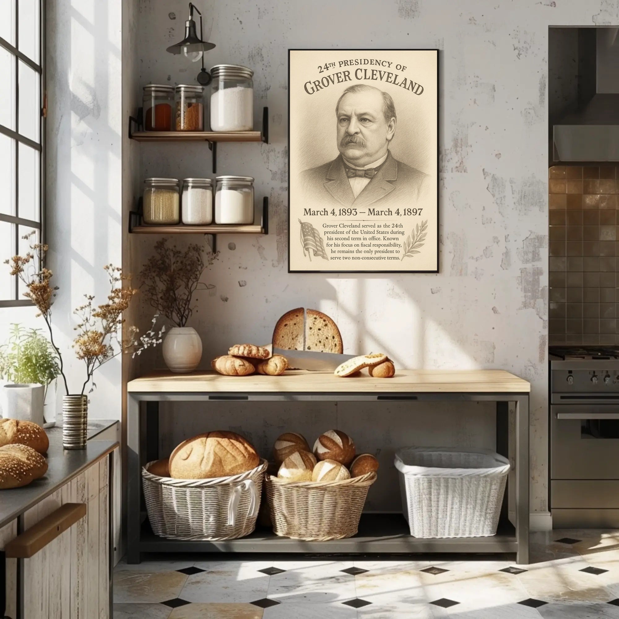 Grover Cleveland 24th President Sketch Poster Art Print PosterGoat