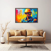 Dynamic Construction Worker Abstract Art Poster