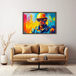 Dynamic Construction Worker Abstract Art Poster
