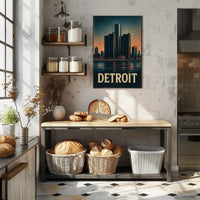 Detroit Skyline Vintage Poster Wall Art PosterGoat