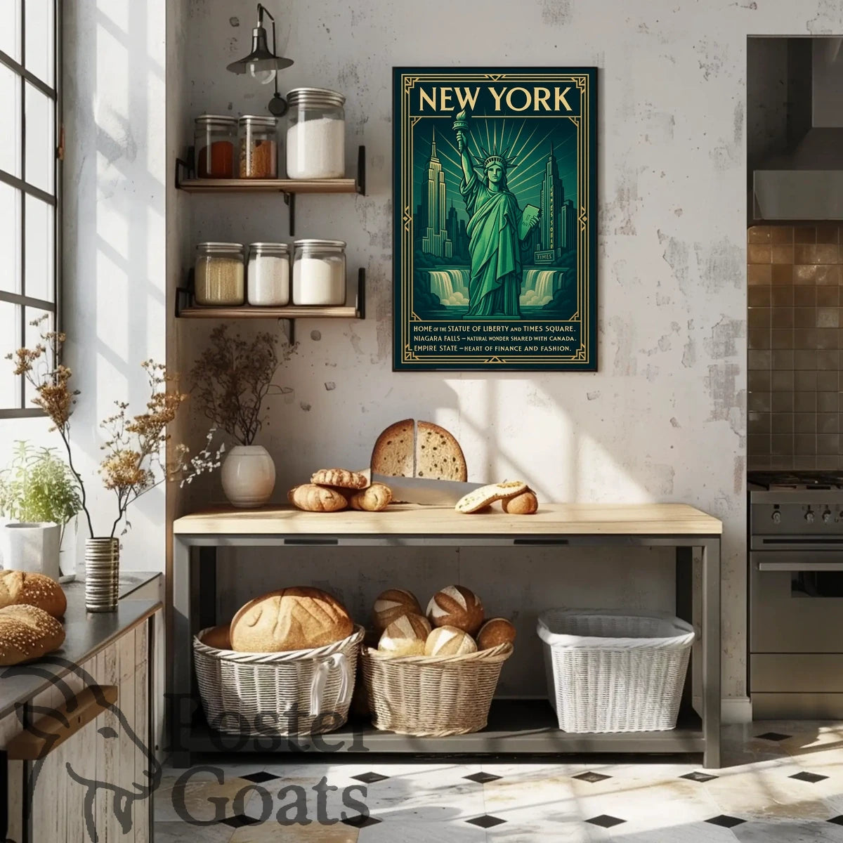 New York Landmarks Vintage Art Deco Travel Poster