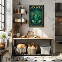 New York Landmarks Vintage Art Deco Travel Poster