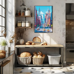 New York Cityscape Poster Modern Vibrant City Wall Art