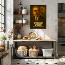 Woodrow Wilson Presidential Poster Vintage Analog Film Aesthetic Wall Art Historical Portrait Print