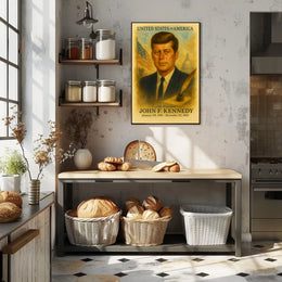 John F. Kennedy 35th President of the United States Vintage Watercolor Poster