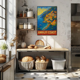 Amalfi Coast Poster Wall Art 18x24 Coastal Decor Gift Ready
