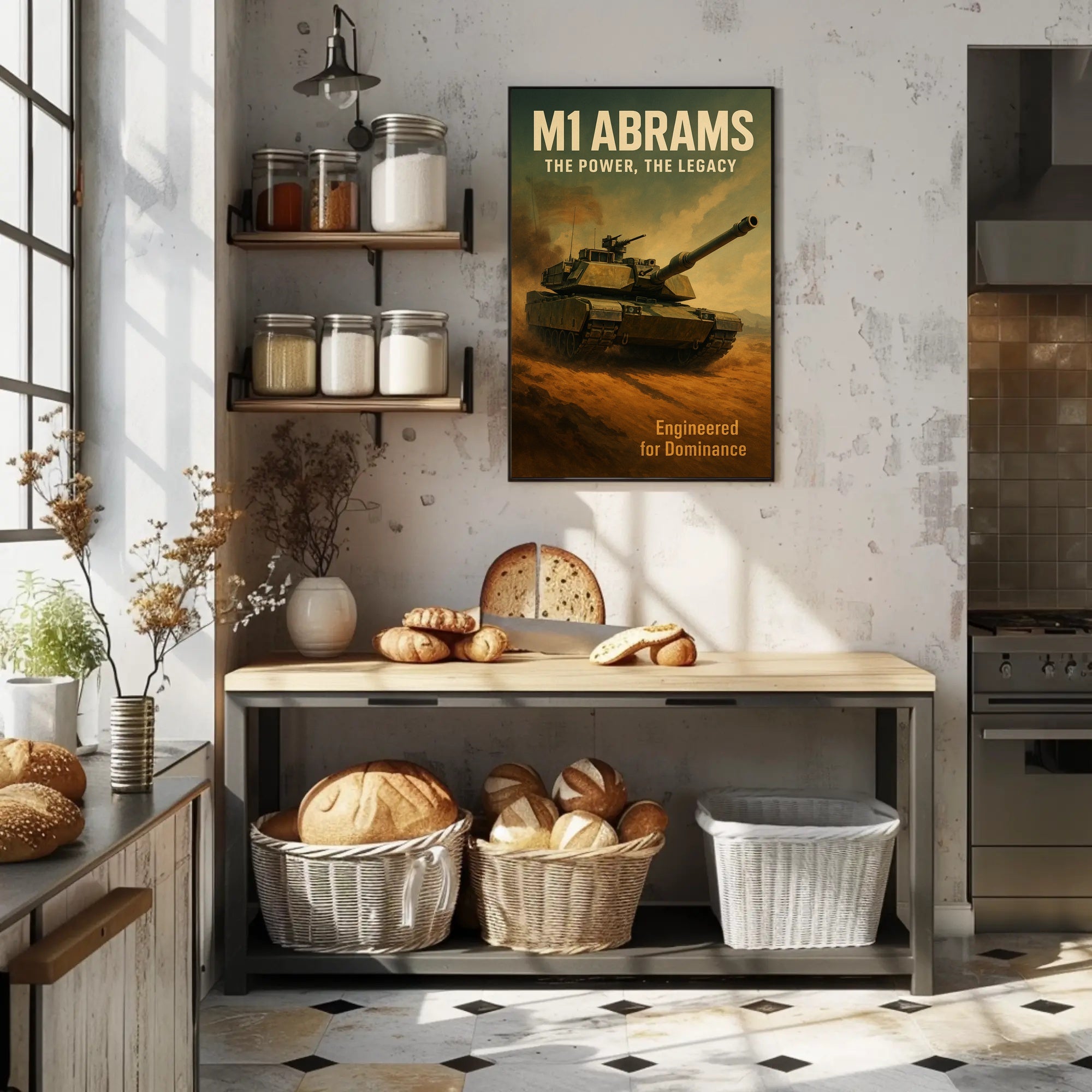 M1 Abrams Military Poster Vintage Tank Wall Art