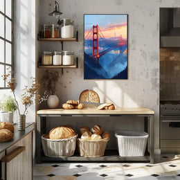 Golden Gate Bridge Twilight Art Poster, San Francisco